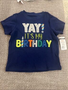 Kids Navy "Yay It's My Birthday" Graphic Tee NWT size 24 mos